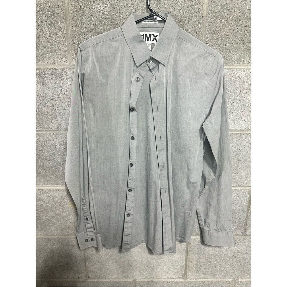 Express 1MX Slim Fit Dress Shirt Men's 15-15.5 Long Sleeve Light Green